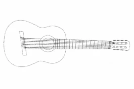 Preliminary design drawing for the Brahms Guitar by David Rubio, c. 1993.