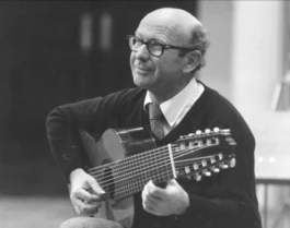 Narciso Yepes performing with a ten-string guitar.